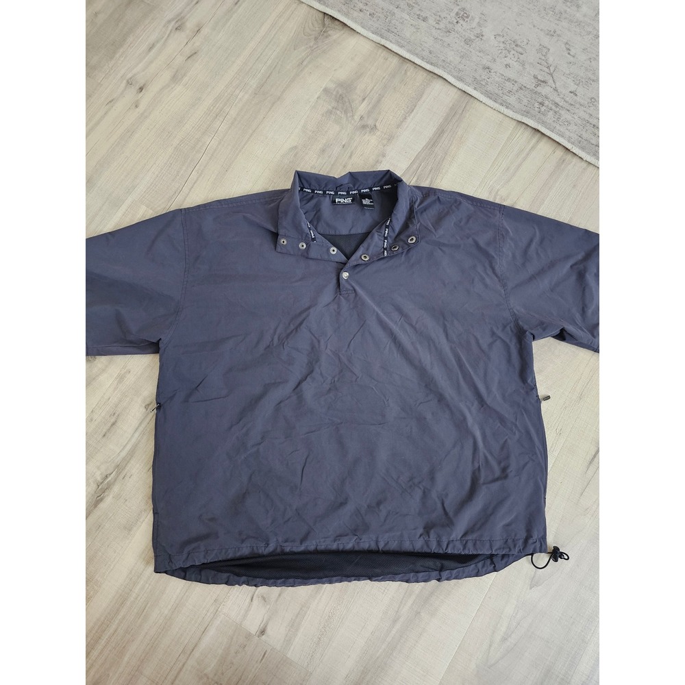 Ping Collection Mens XL Golf Windshirt Short Sleeve Pullover Black Snap Neck - Picture 5 of 8